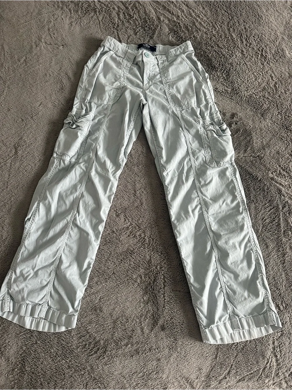 Hollister Women’s Light Blue Cargo Pants - Casual Utility Style